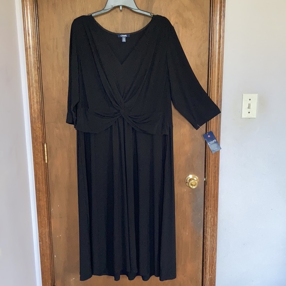Plus size chaps dress knot front black with stretch party size 18W - Picture 7 of 15